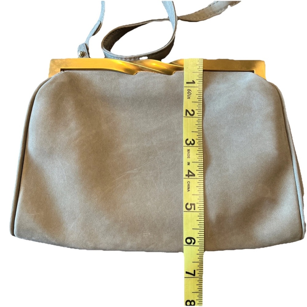 Donna Karan New York Purse Genuine Leather Made In Italy Light Gray/Green & Gold - Picture 13 of 13